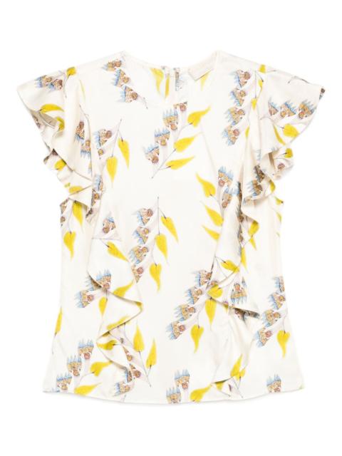 ULLA JOHNSON Botanical ruffled blouse