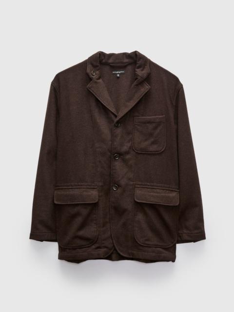Engineered Garments Loiter Jacket in Dark Brown Poly Wool Heavy Flannel