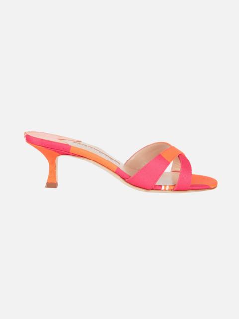 EMILIA WICKSTEAD Callamu Shoe in Hot Pink & Orange Taffeta Faille