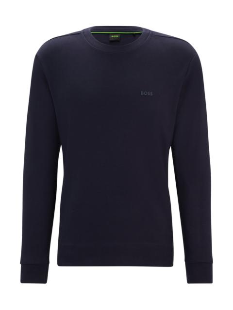 BOSS INTERLOCK-COTTON SWEATSHIRT WITH LOGO DETAIL AND CREW NECKLINE