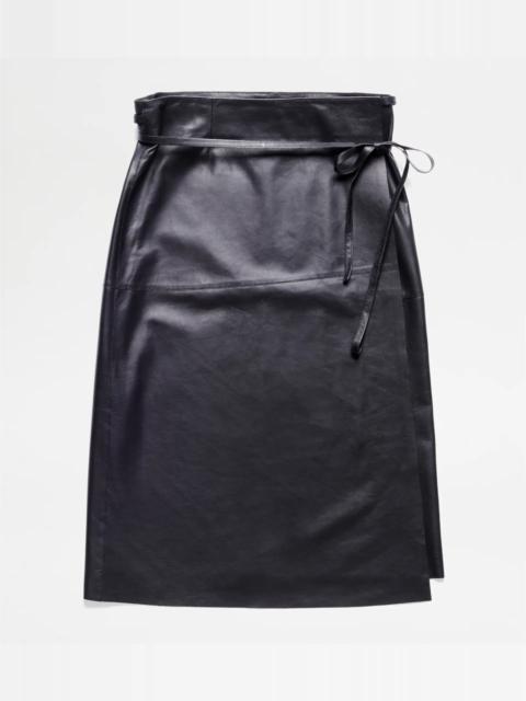 Tod's LEATHER SKIRT - BLACK