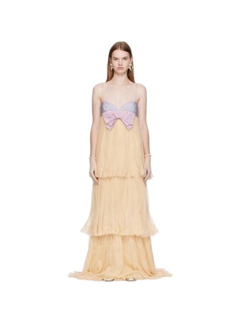 Valentino Beige Silk Maxi Dress