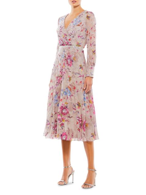 MAC DUGGAL Women's Floral Midi-Dress - Mauve Multi