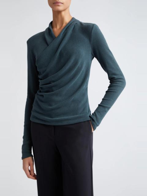 Wrap Front Long Sleeve Knit Top