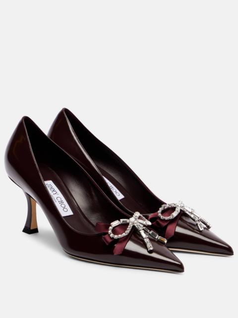 JIMMY CHOO Auria 70 embellished leather pumps