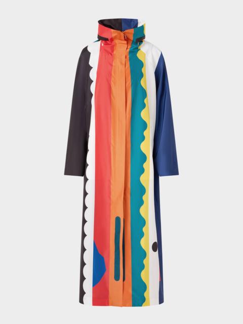 AKRIS Geo-Print Hooded Long Parka Jacket