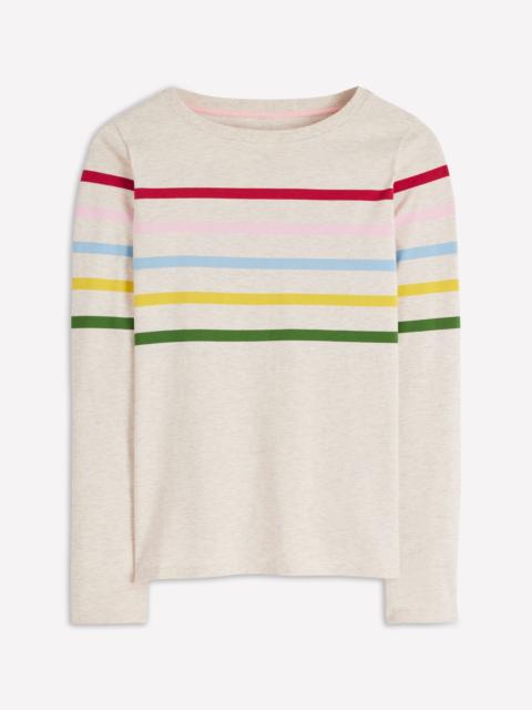 BODEN Olivia Long Sleeve Breton-Oatmeal Marl Placed Breton