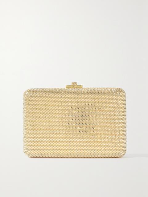 JUDITH LEIBER Slim Slide Crystal-embellished Gold-tone Clutch