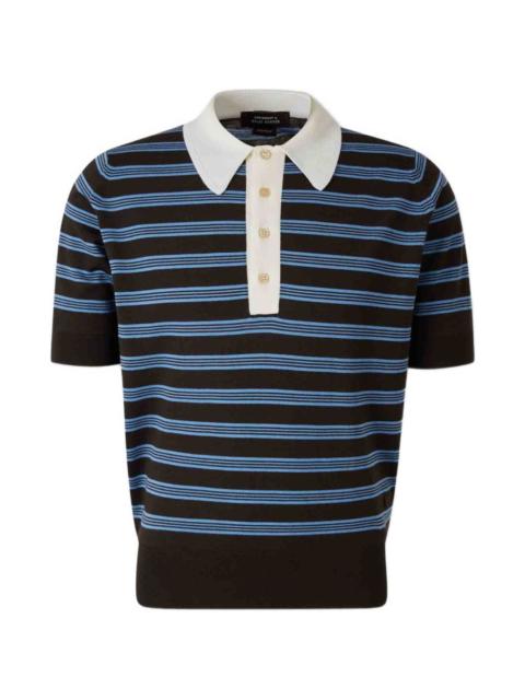 WALES BONNER striped knit polo shirt