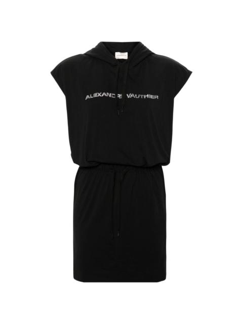 ALEXANDRE VAUTHIER rhinestones-logo jersey dress