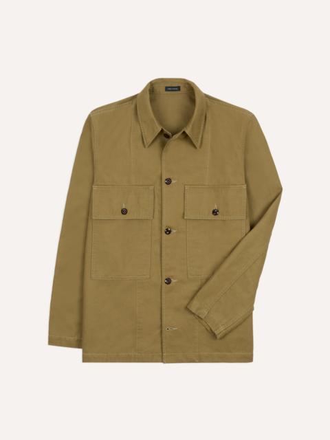 Drake's Olive Cotton-Linen Field Shirt