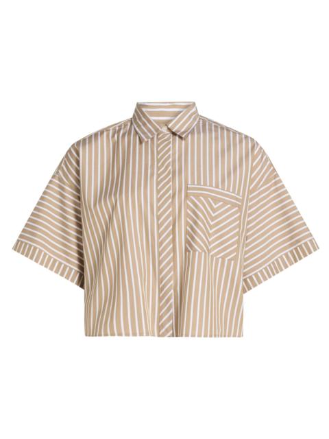 rag & bone Women's Marin Striped Short-Sleeve Button-Front Shirt - Seaweed Stripe