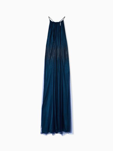 GIORGIO ARMANI VISCOSE JERSEY LONG DRESS WITH RHINESTONES