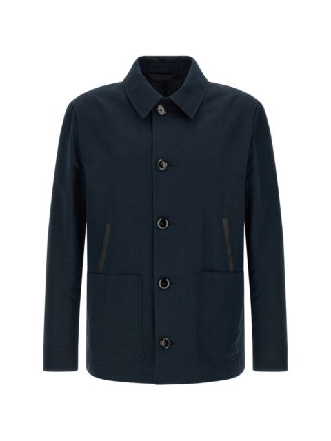 Brioni button leather pocket jacket