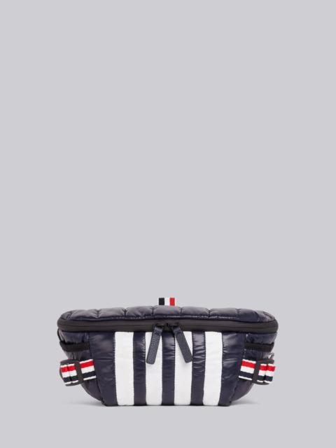 Thom Browne Navy Quilted Ripstop Tricolor Webbing Handles 4-Bar Bumbag