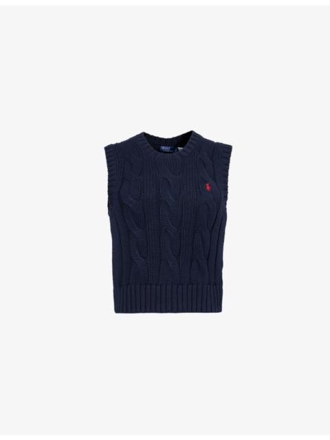 Polo Ralph Lauren Cable-Knit Logo-Embroidery Cotton Knitted Vest