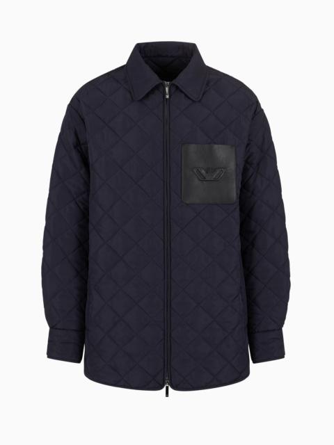 Diamond-quilted nylon blouson with logo pocket