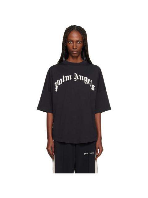 Palm Angels Black Curved Logo Over T-shirt