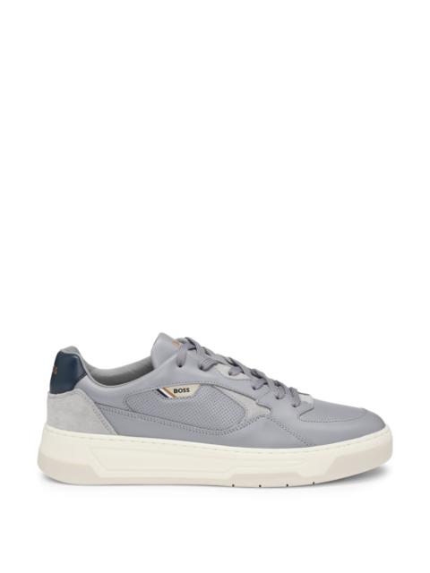 BOSS MIXED-LEATHER TRAINERS WITH LAYERED UPPER