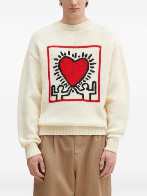 WACKO MARIA heart-motif crew-neck sweater