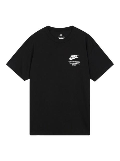 Nike Nike Alphabet Logo Printing Round Neck Short Sleeve Black DM6428-010