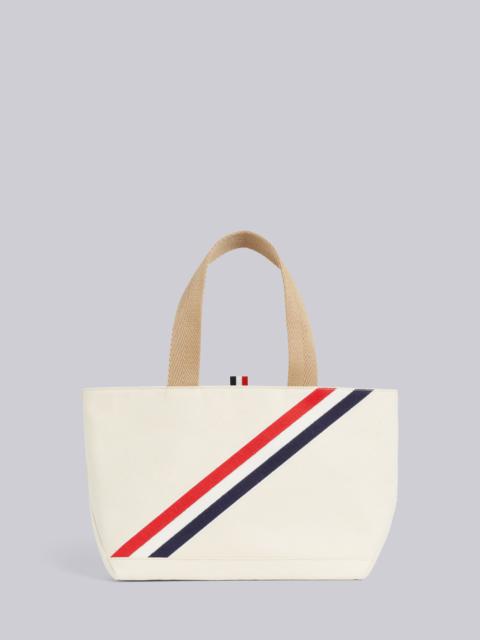 Thom Browne Beige Cotton Canvas Diagonal Stripe Small Tool Tote