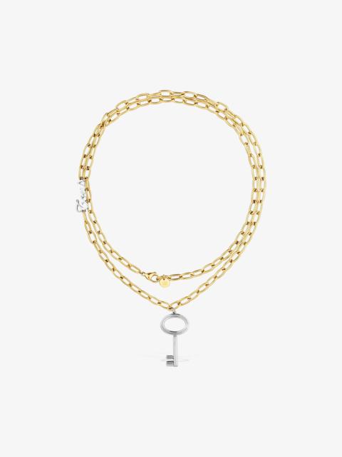 TOUS Long two-tone steel chain Necklace with key charm TOUS Charming