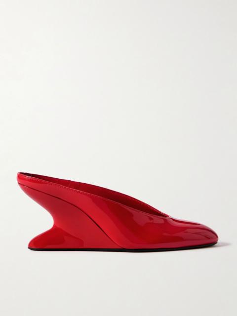 Alaïa Patent-leather wedge mules Red