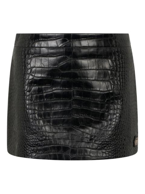PHILIPP PLEIN logo-plaque croco-print mini skirt