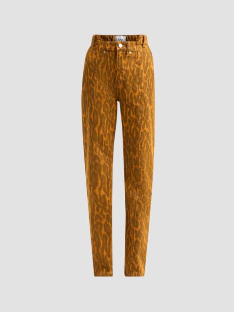 GANNI Women's Print Denim Fold Jeans - Autumn Maple
