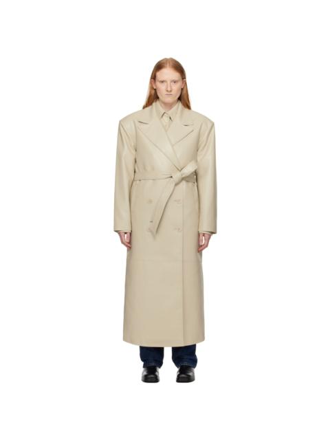 Beige Tina Faux-Leather Trench Coat