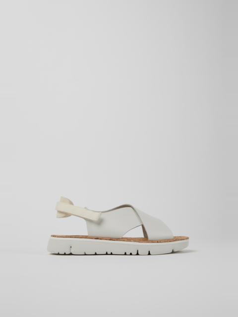 CAMPER Oruga White Leather and Textile Sandals for Women.