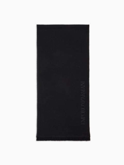 EMPORIO ARMANI Wool scarf with jacquard logo lettering