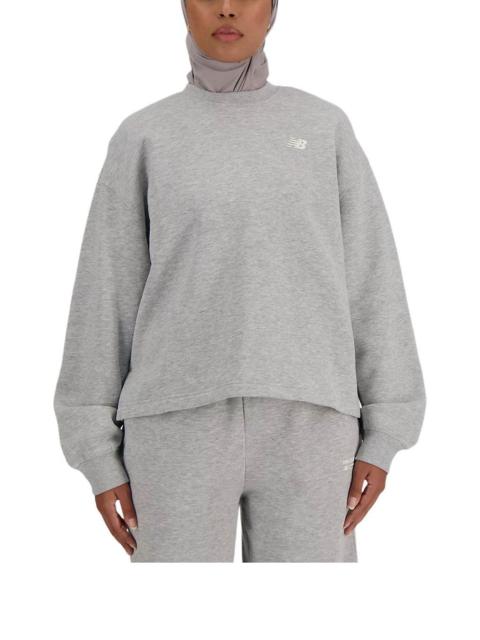 New Balance (WMNS) New Balance Linear Heritage Brushed Back Fleece Crewneck Sweatshirt Asia Sizing 'Grey' WT3353