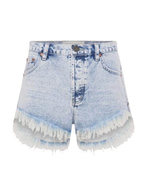 ONE TEASPOON Outlaws Low Waist Mid Length Denim Shorts - Bahama Blue