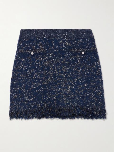 rabanne Frayed Metallic Bouclé Mini Skirt