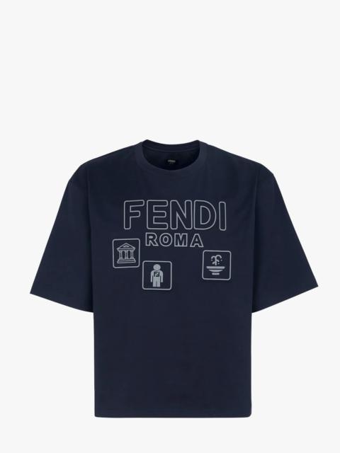 FENDI Blue jersey T-shirt