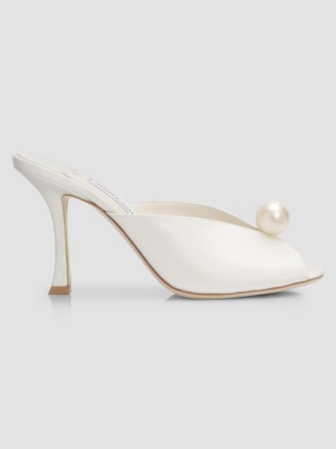 JIMMY CHOO Women's Ziri 90MM Imitation-Pearl Satin Mules - Ivory