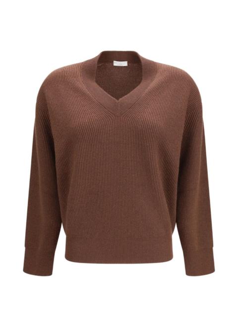 Brunello Cucinelli ribbed-knit V-neck sweater