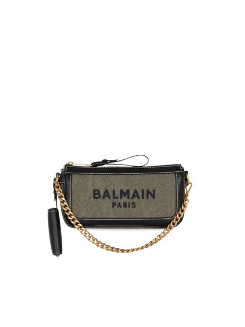 Balmain B-Army canvas clutch bag with leather inserts