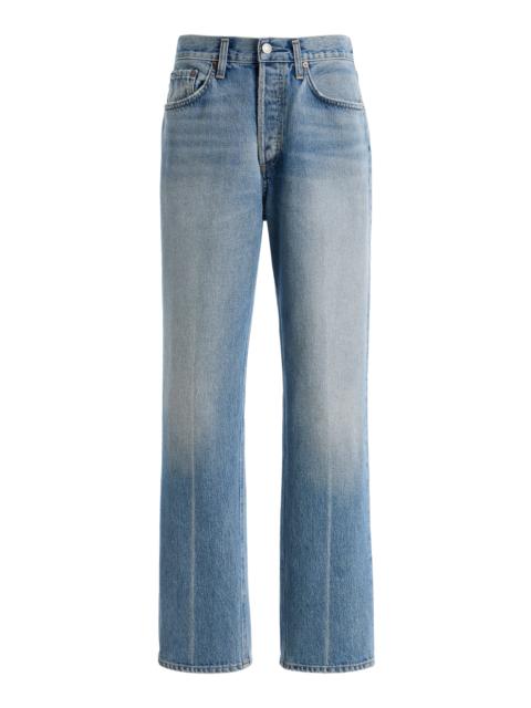 Lana Rigid Mid-Rise Straight-Leg Jeans light wash
