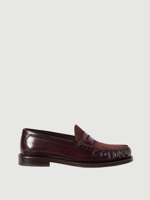 Brunello Cucinelli Polished calfskin and suede loafers