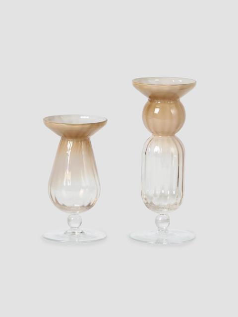 Brunello Cucinelli Pair of Murano Glass Candlestick Holders - Beige
