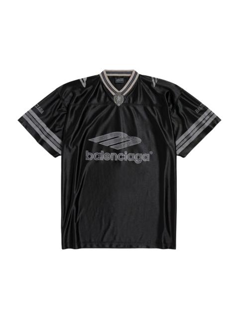 BALENCIAGA Men's 3B Football V-Neck Oversized T-Shirt - Black Anthracite