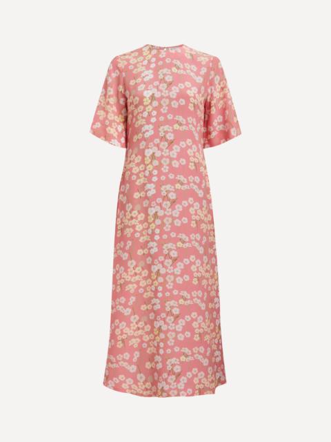 BERNADETTE Marjorie Pink Buttercups Silk Dress