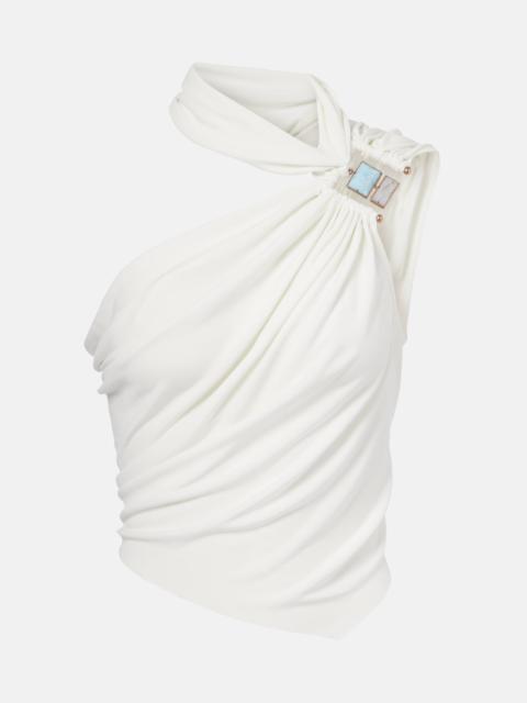 CHRISTOPHER ESBER Bezel asymmetric halterneck crop top