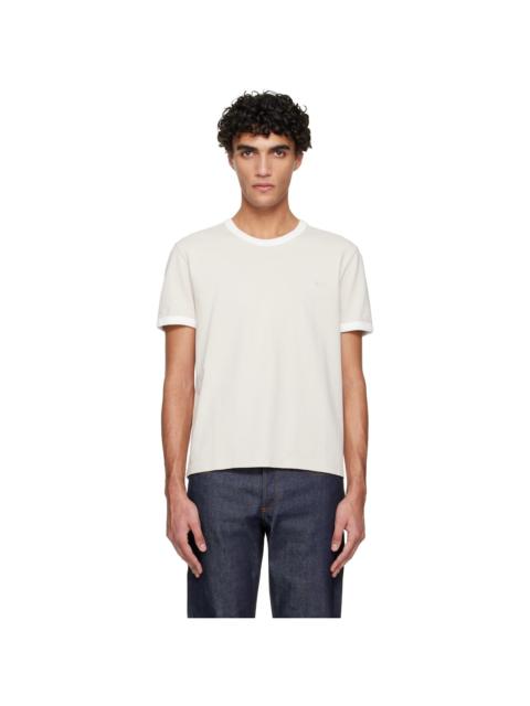 A.P.C. Beige Embroidered Logo T-shirt