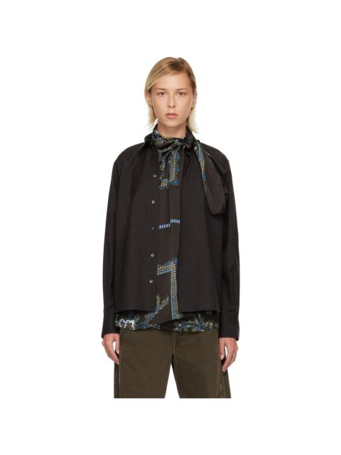 sacai Brown Suiting & Paisley Print Shirt
