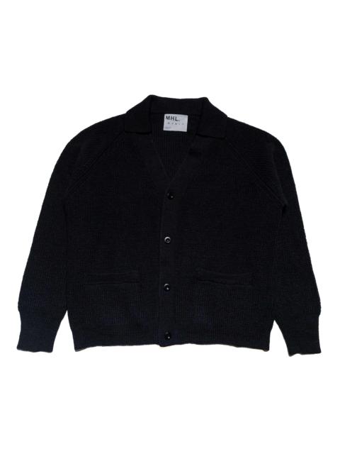 MHL Collared Cardigan Virgin Wool Ink
