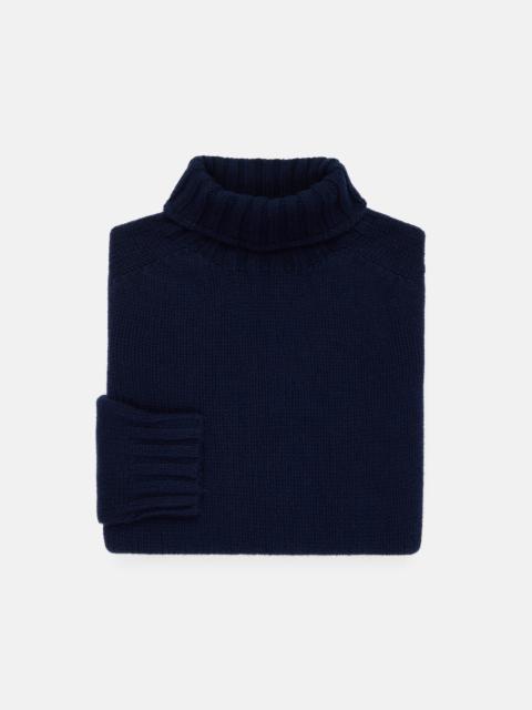 J. PRESS MADE-IN-SCOTLAND NAVY LAMBSWOOL TURTLE NECK SWEATER